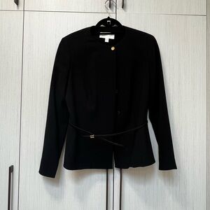 Boss Black Women's Round-Neck Blazer with Slim Belt and Matching Skirt